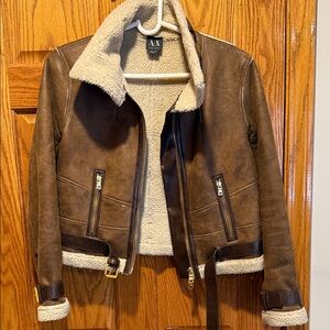 Armani Exchange Women's Brown Shearling Jacket